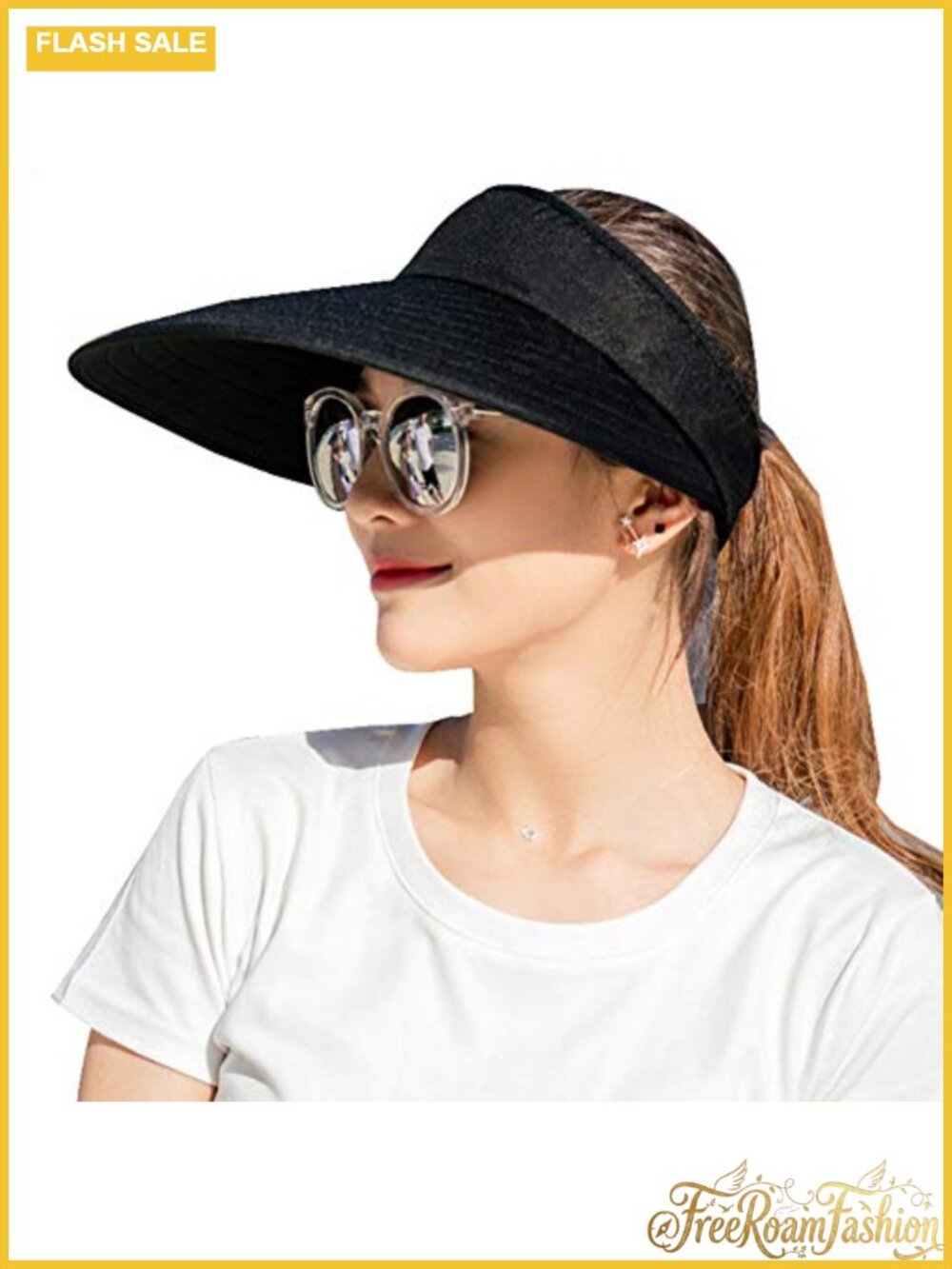 Cotton Sun Visor Hat Large Brim UPF50+ UV Protection Beach Cap